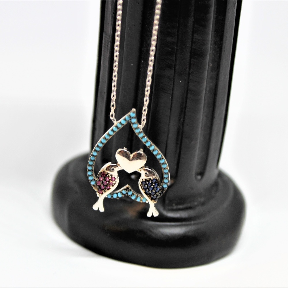 Multi gem minimalist heart necklace